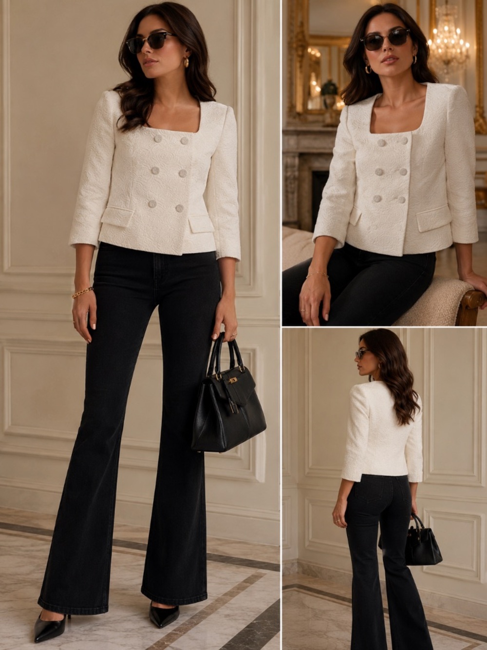 New ‼️Veronica Beard jacquard dickey jacket 3/4 sleeves Blazer size 4 no tag - Picture 2 of 6